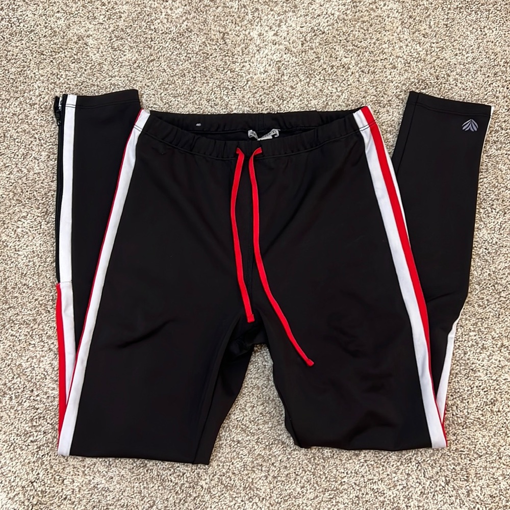 Tie Waistband Striped Active Leggings